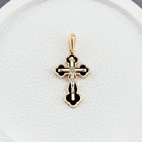 Золотий хрестик з емаллю. Артикул: 010182