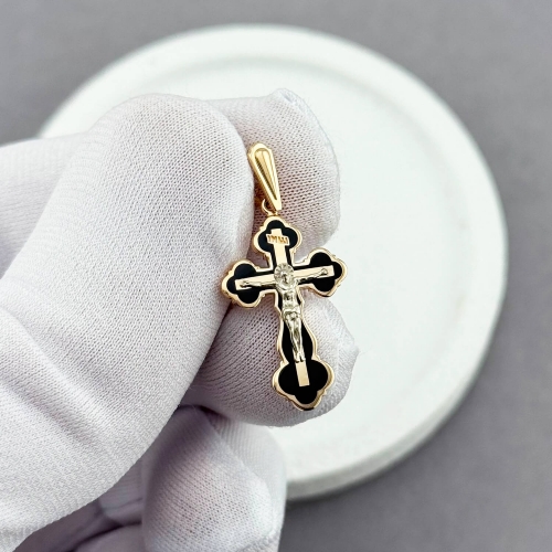 Золотий хрестик з емаллю. Артикул: 010182