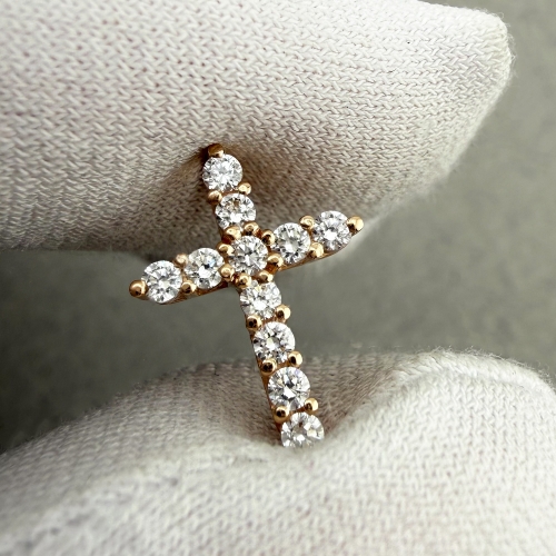 Золотий хрестик з фіанітами. Артикул: 011015