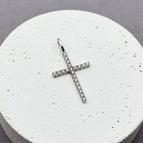 Золотой крестик со вставкой фианитов. Артикул 009215