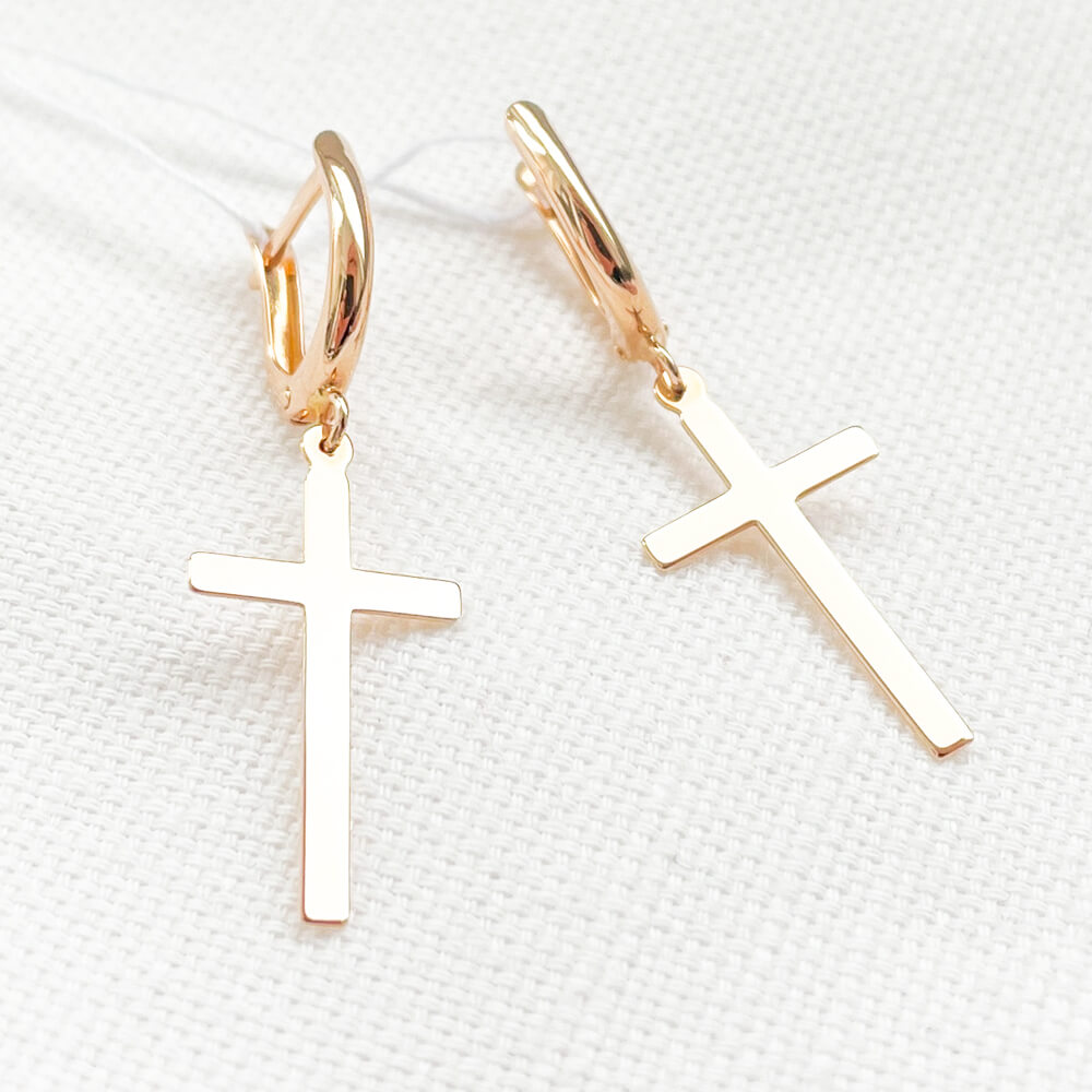 Золоті сережки Хрестики. Артикул: 003403