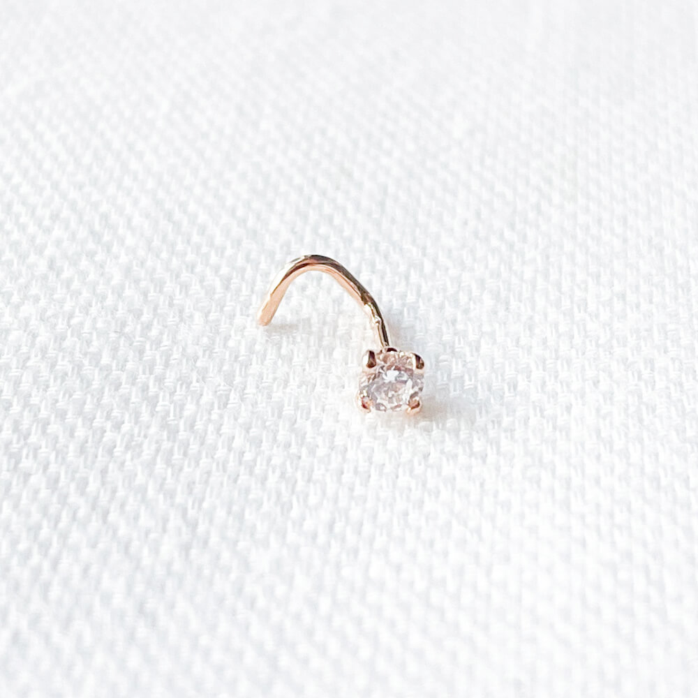Золотий пірсинг з фіанітом. Артикул: 004065