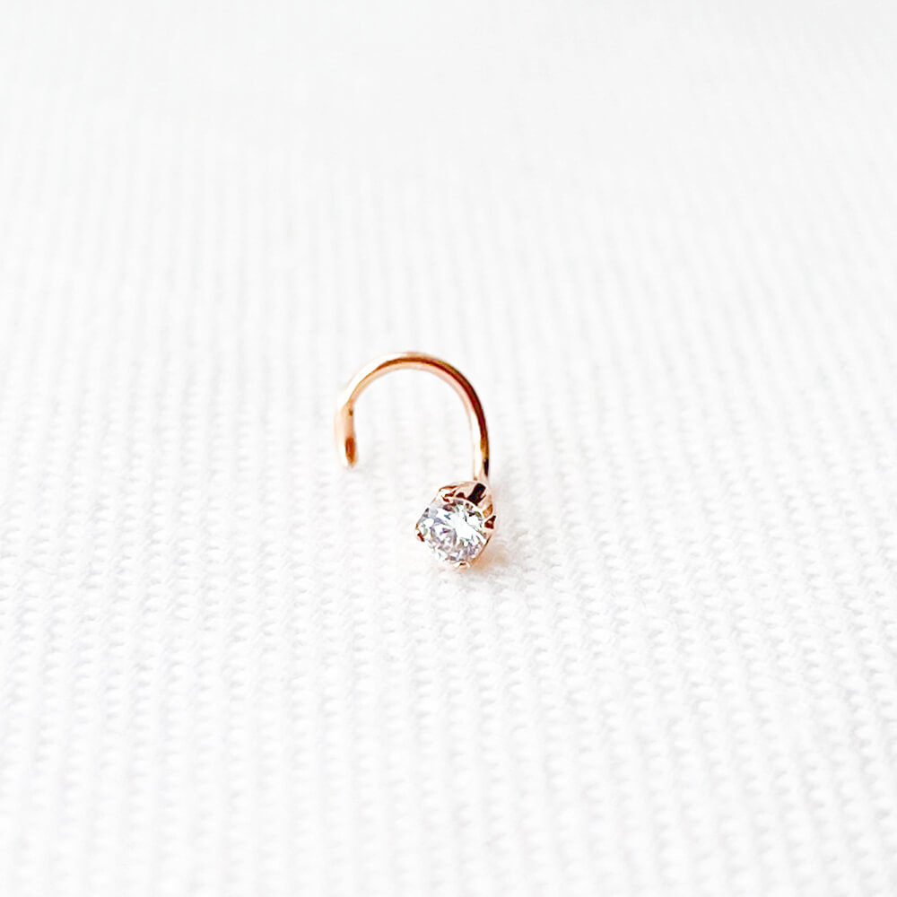 Золотий пірсинг з фіанітом. Артикул: 003826