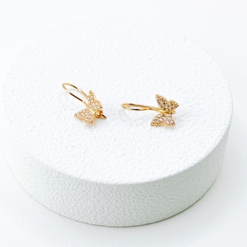 Золотые сережки Бабочки с фианитами. Артикул: 6825