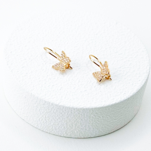 Золотые сережки Бабочки с фианитами. Артикул: 6825
