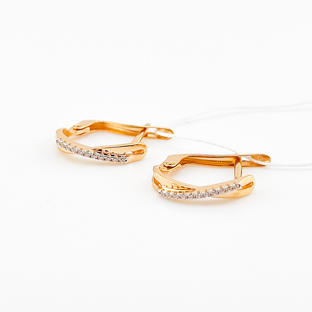 Золоті сережки з фіанітами. Артикул: 006100