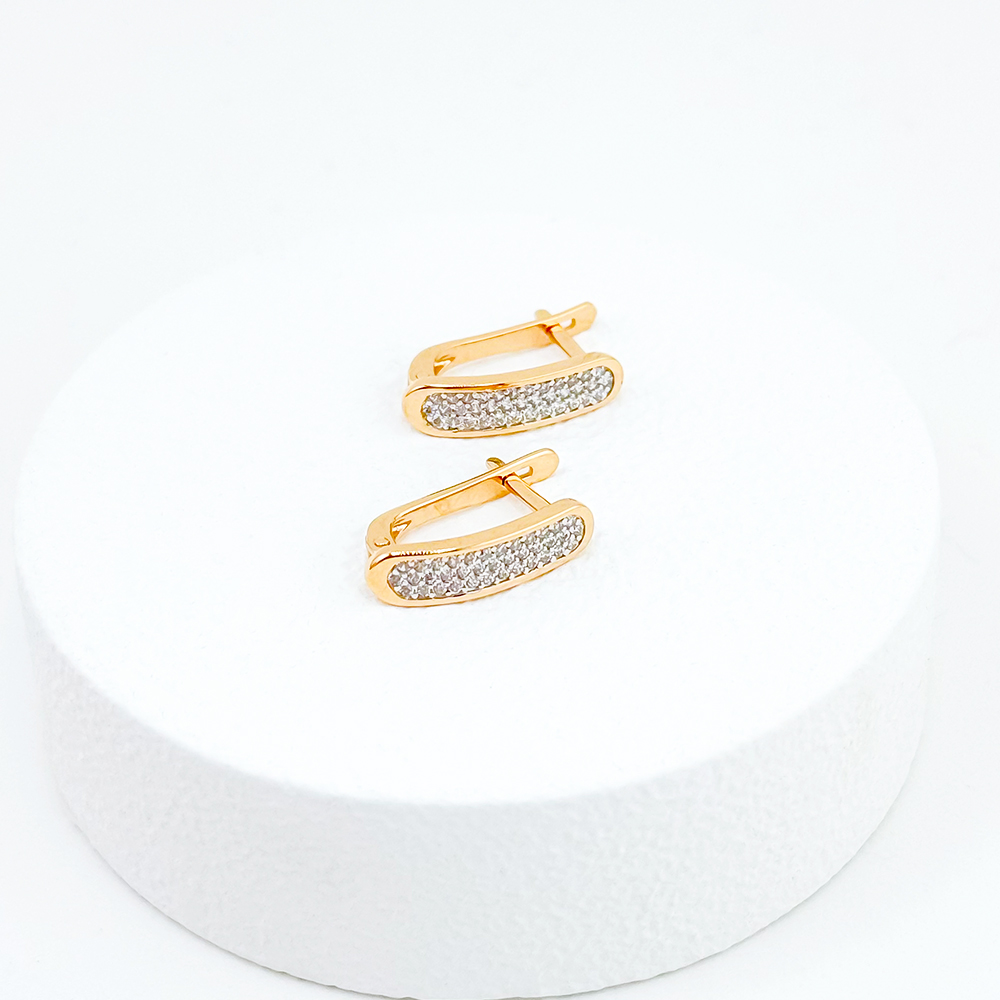 Золоті сережки з фіанітами. Артикул: 007388