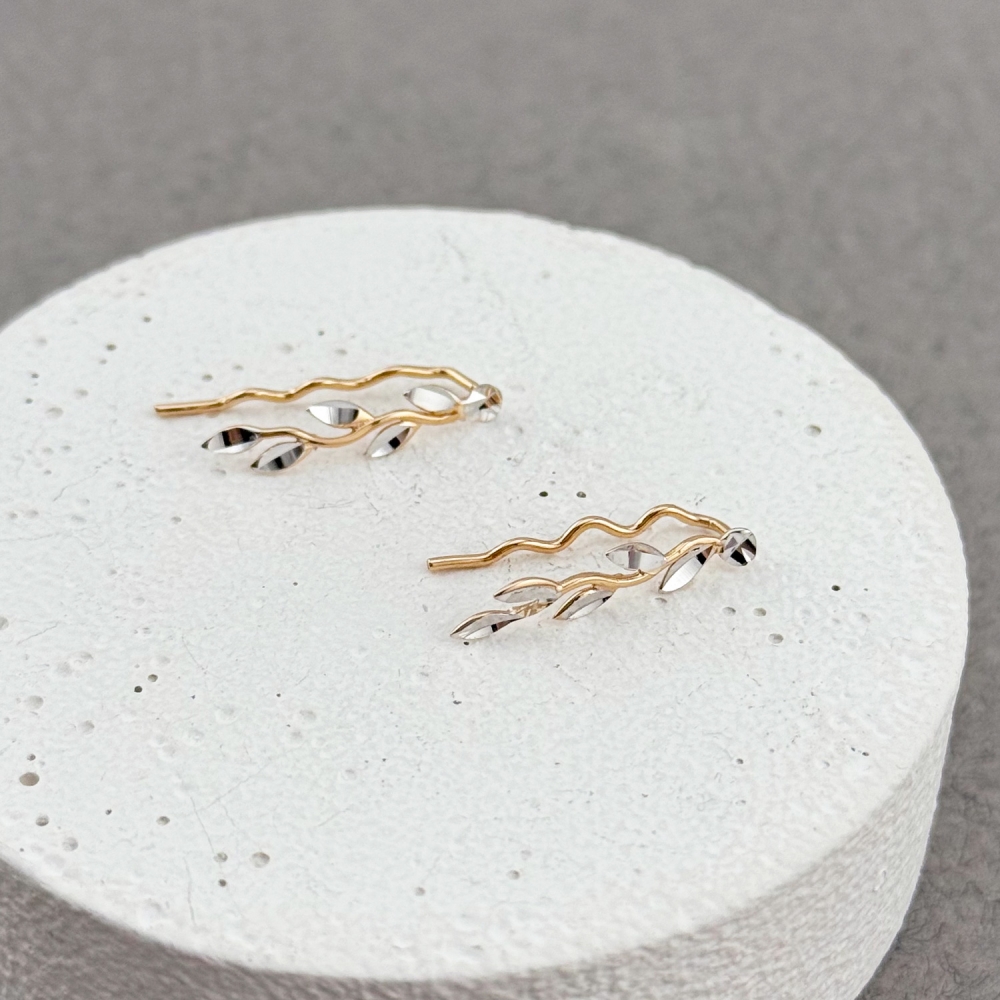 Золоті сережки кафи з алмазною гранню. Артикул: 011038