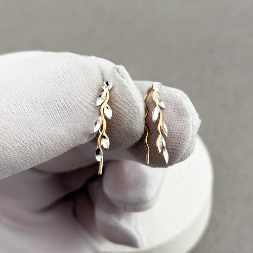 Золоті сережки кафи з алмазною гранню. Артикул: 011038