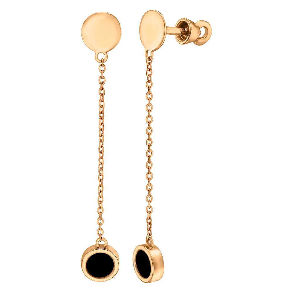 Золоті сережки-підвіски з агатом. Артикул: 002440