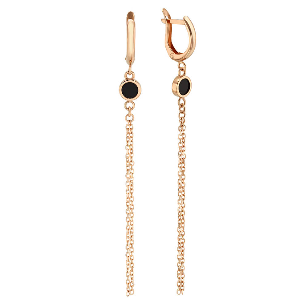 Золотые сережки-подвески с агатом. Артикул: 004634