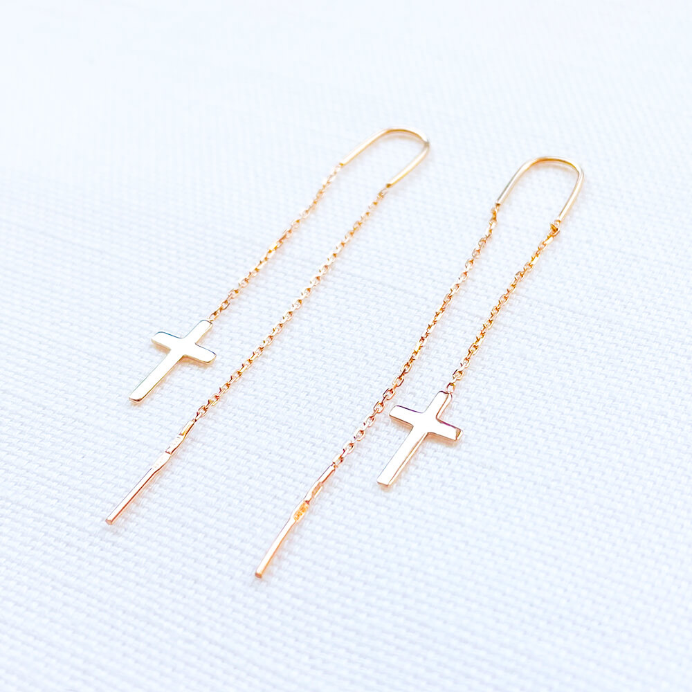 Золоті сережки-протяжки Хрестики. Артикул: 005110