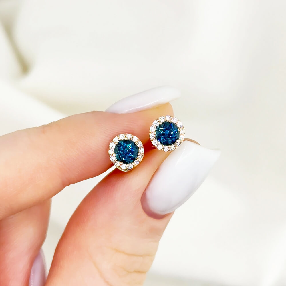 Золоті сережки-пусети з топазом. Артикул: 006512