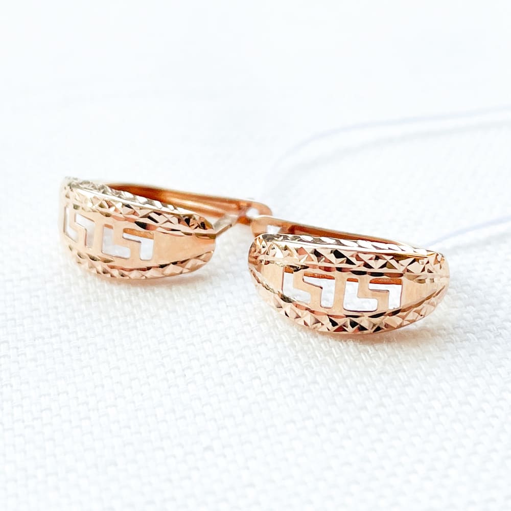 Золоті сережки з алмазною гранню. Артикул: 004644