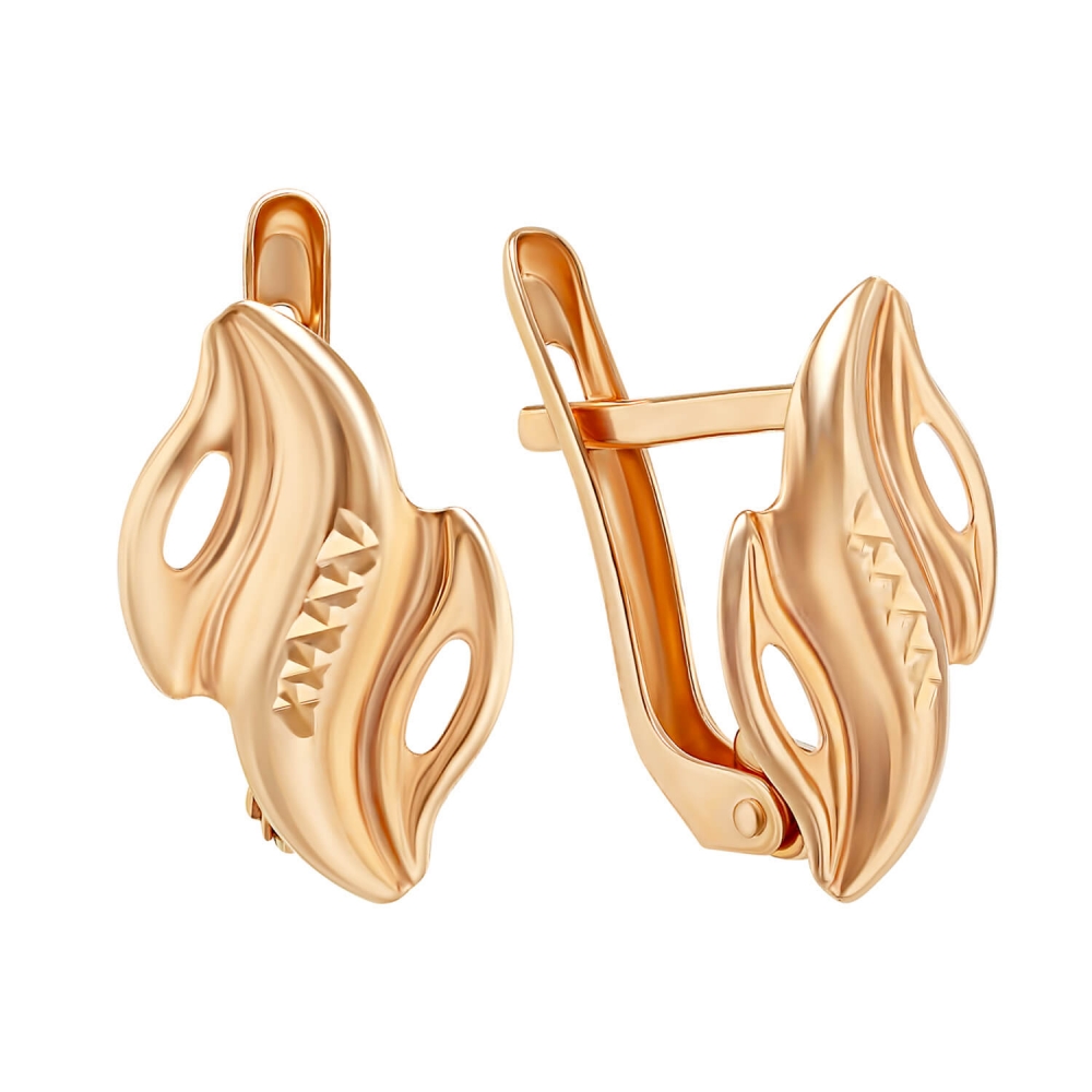 Золоті сережки з алмазною гранню. Артикул: 009081