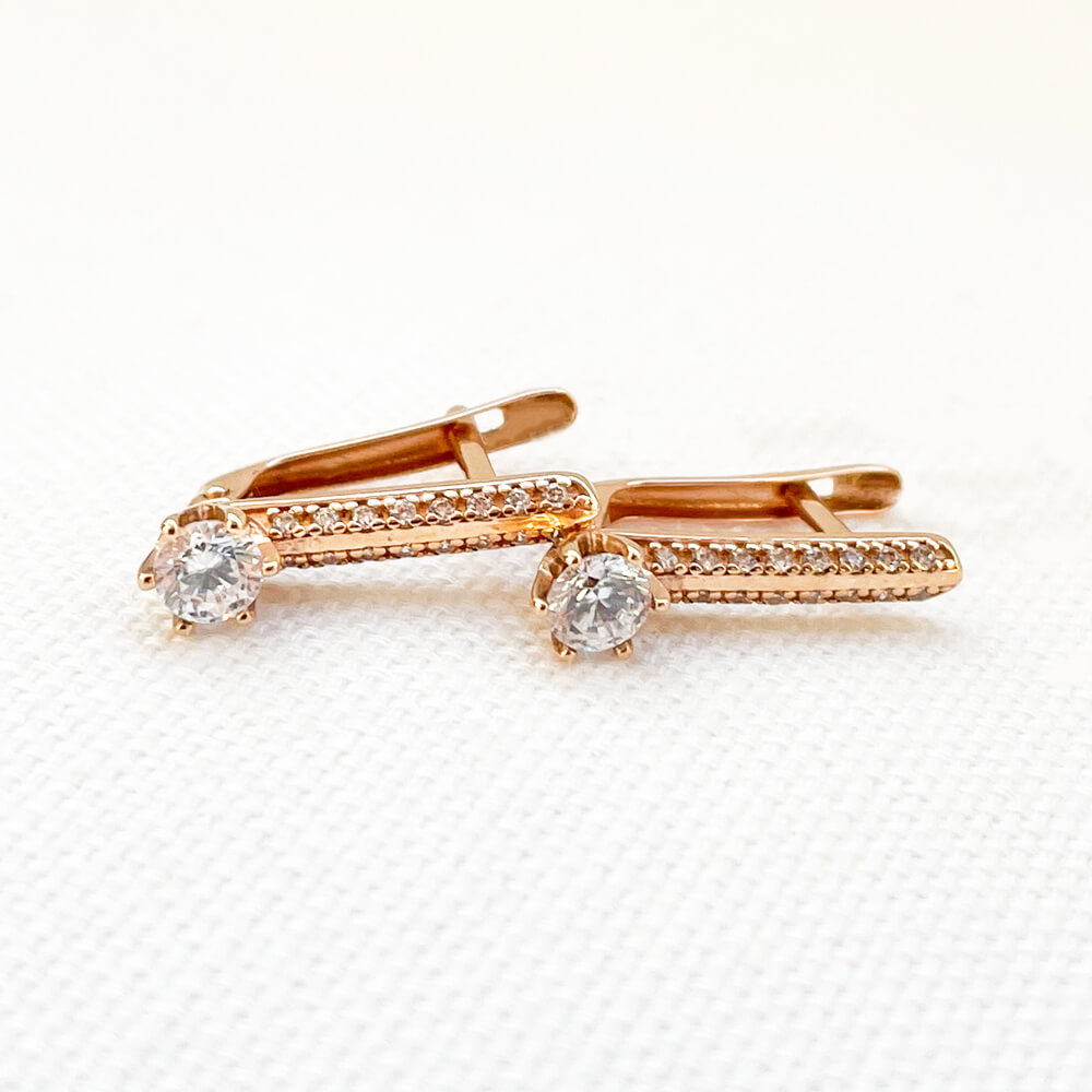 Золоті сережки з фіанітами. Артикул: 001436