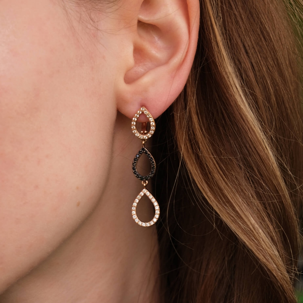 Золотые сережки с фианитами. Артикул: 001545