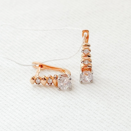 Золоті сережки з фіанітами. Артикул: 002388