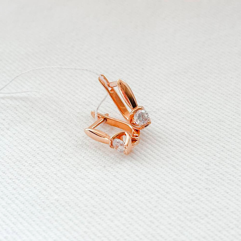 Золоті сережки з фіанітами. Артикул: 002500