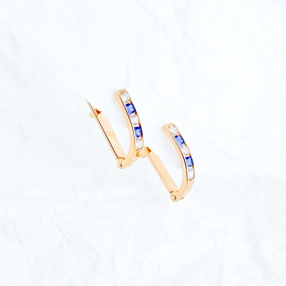 Золоті сережки з фіанітами. Артикул: 008398