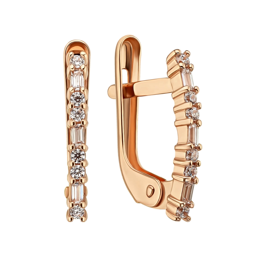 Золоті сережки з фіанітами. Артикул: 008900