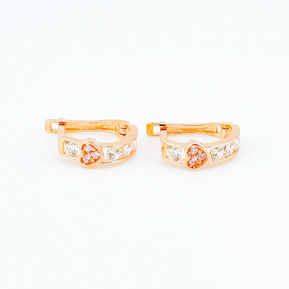 Золотые сережки Сердца с фианитами. Артикул: 006359