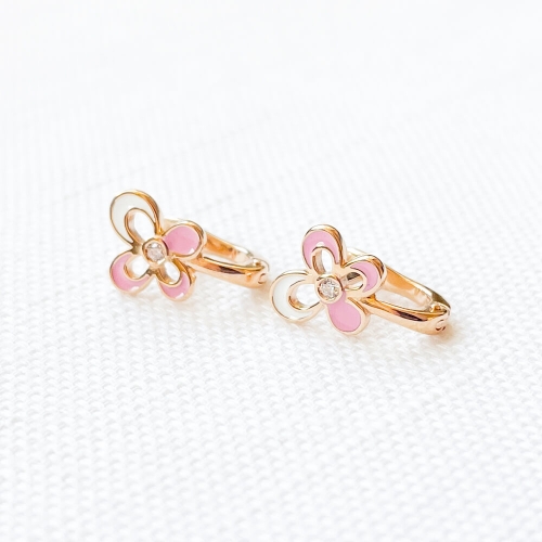 Золоті сережки Метелики з емаллю. Артикул: 006007