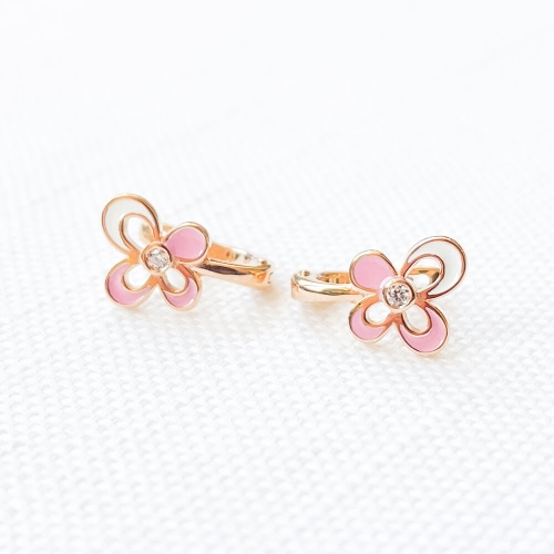 Золоті сережки Метелики з емаллю. Артикул: 006007