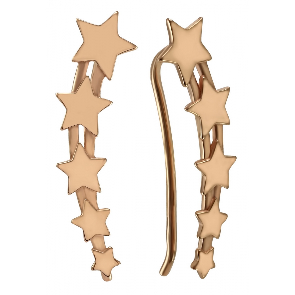 Золотые серьги-каффы Звёзды. Артикул: 010876