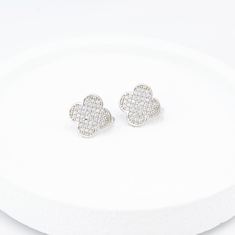 Золоті сережки Клевер з фіанітами. Артикул 006667