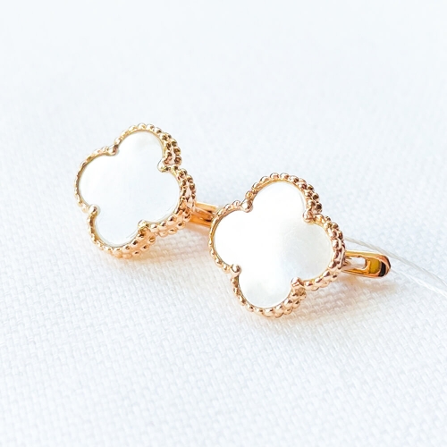 Золотые серьги Клевер с перламутром. Артикул 005175
