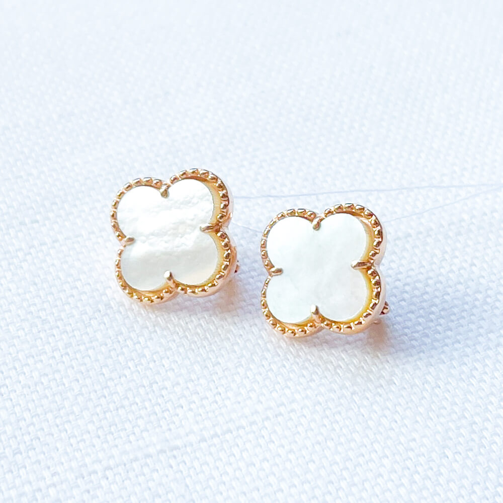 Золоті сережки Клевер з перламутром. Артикул 005488
