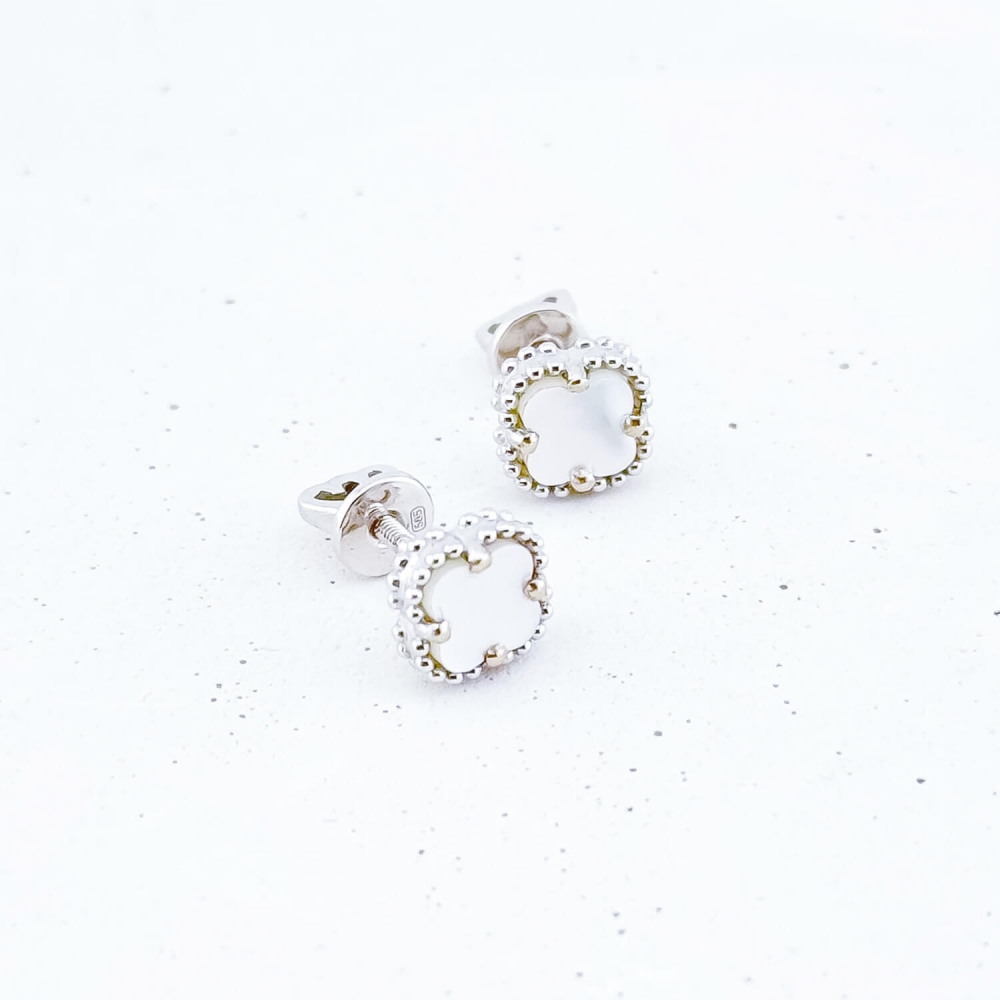 Золоті сережки Конюшина з перламутром. Артикул 008385