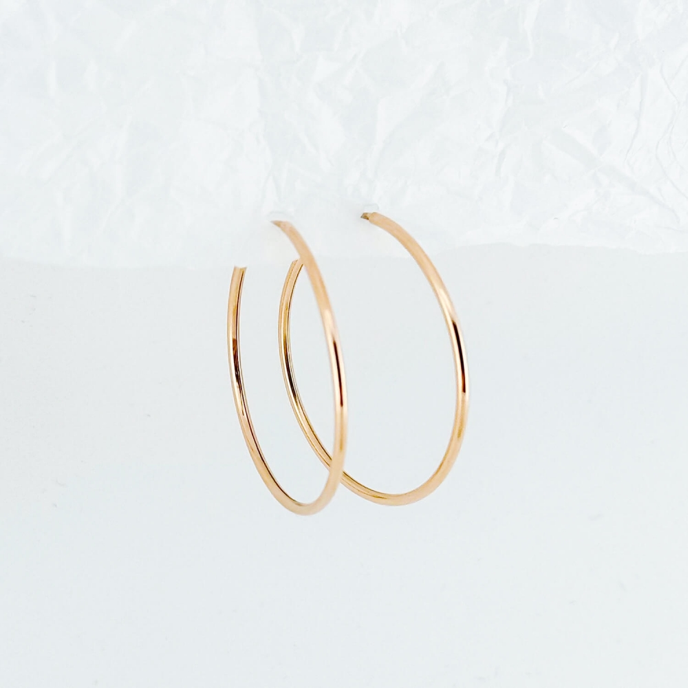 Золотые серьги-кольца 3см. Артикул: 008402