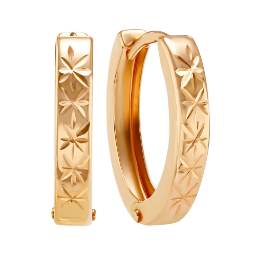 Золоті сережки-конго з алмазною гранню. Артикул: 006419