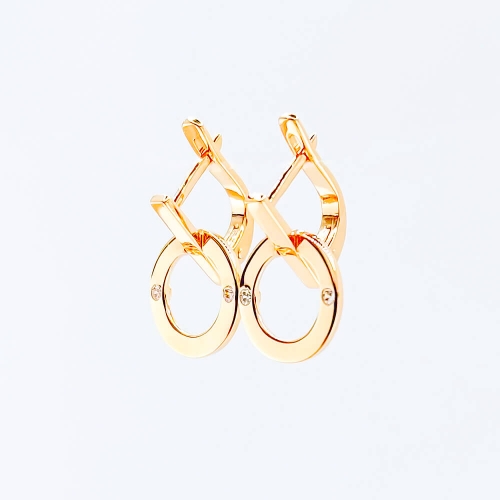 Золотые серьги-подвески с фианитами. Артикул: 006444