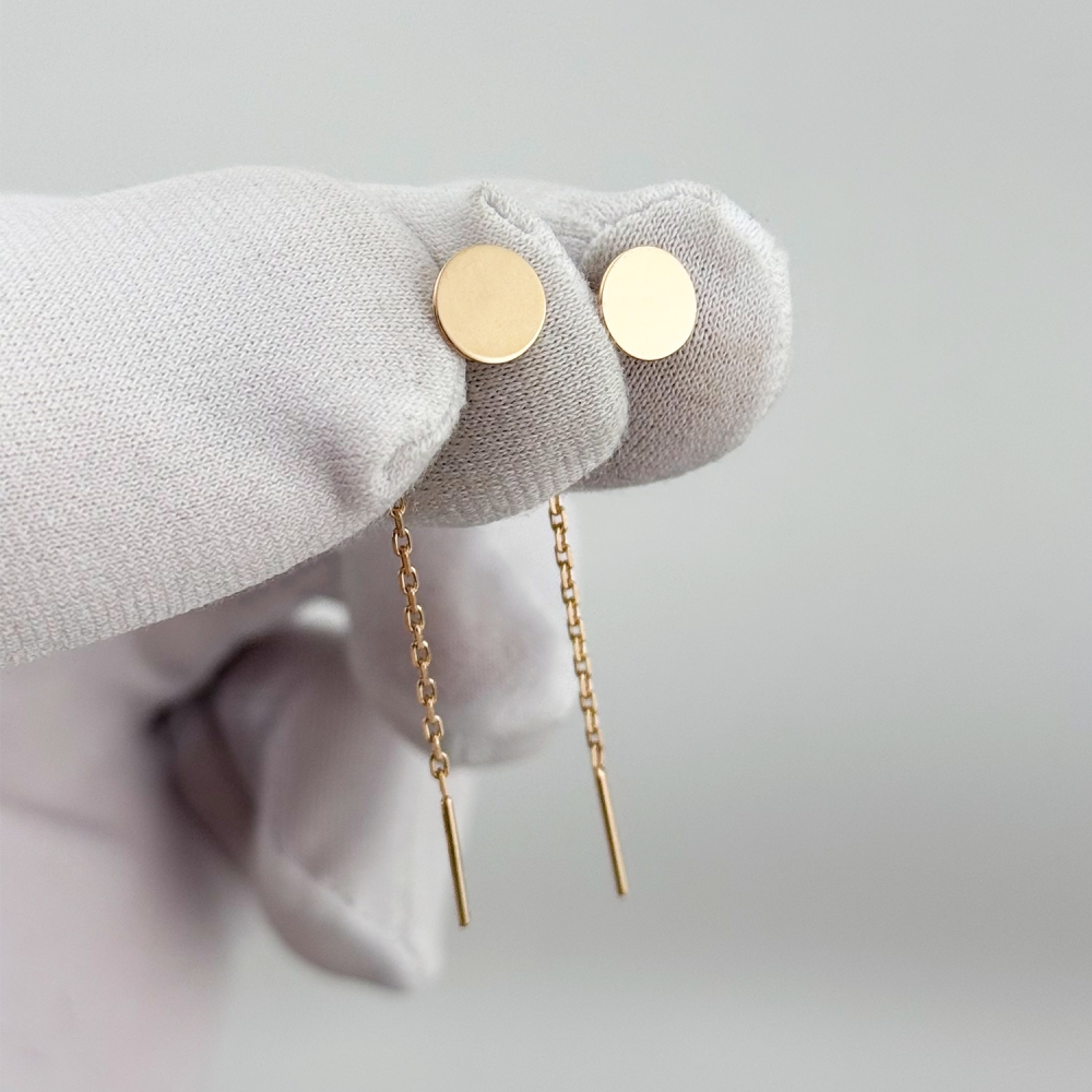 Золоті сережки-протяжки Монетки. Артикул: 011040