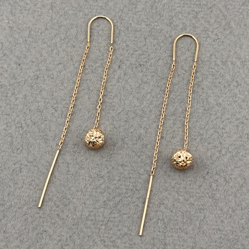 Золоті сережки-протяжки з алмазними кульками. Артикул: 011041