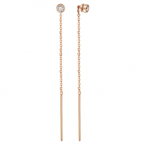 Золоті сережки-протяжки з фіанітами. Артикул: 010875