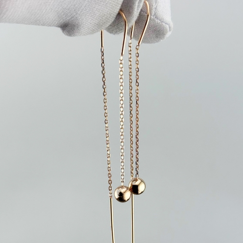 Золоті сережки-протяжки з кульками. Артикул: 011037