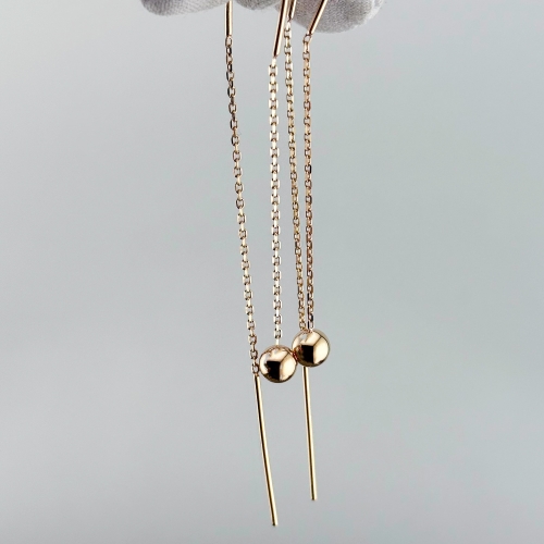 Золоті сережки-протяжки з кульками. Артикул: 011037
