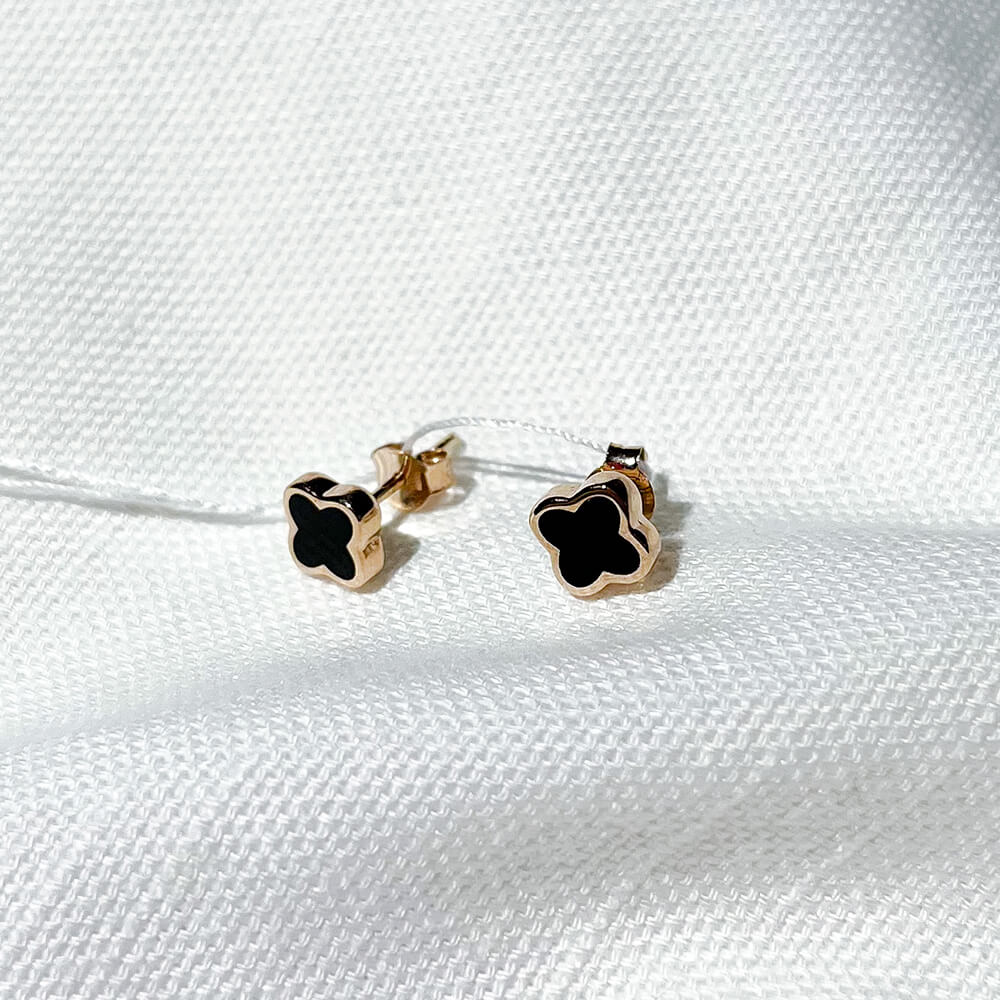 Золоті сережки-пусети з емаллю. Артикул: 003360