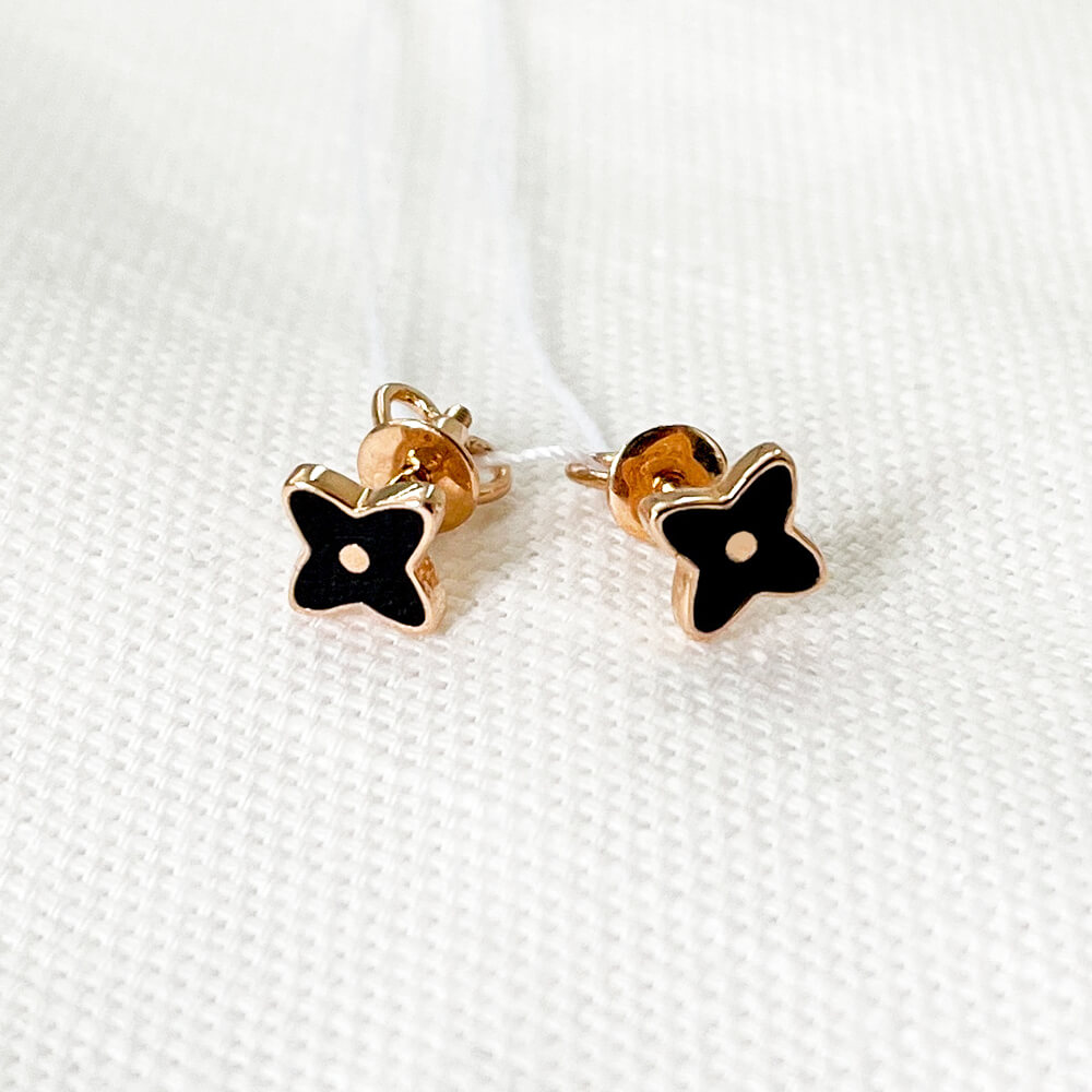 Золотые серьги-пусеты с эмалью. Артикул: 003548