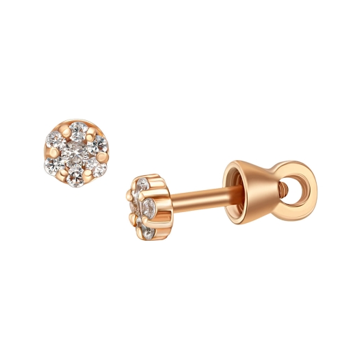 Золотые серьги-пусеты с фианитами. Артикул: 008138