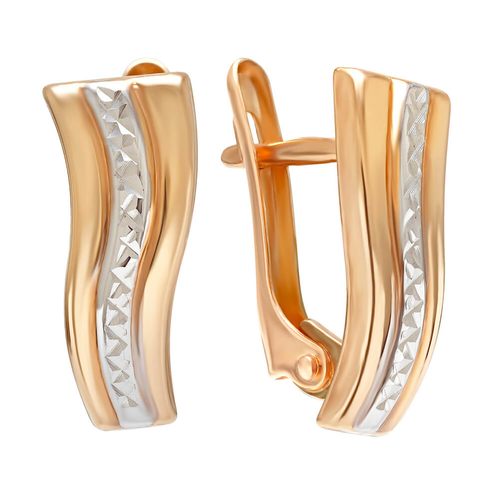 Золотые серьги с алмазной гранью. Артикул: 006497