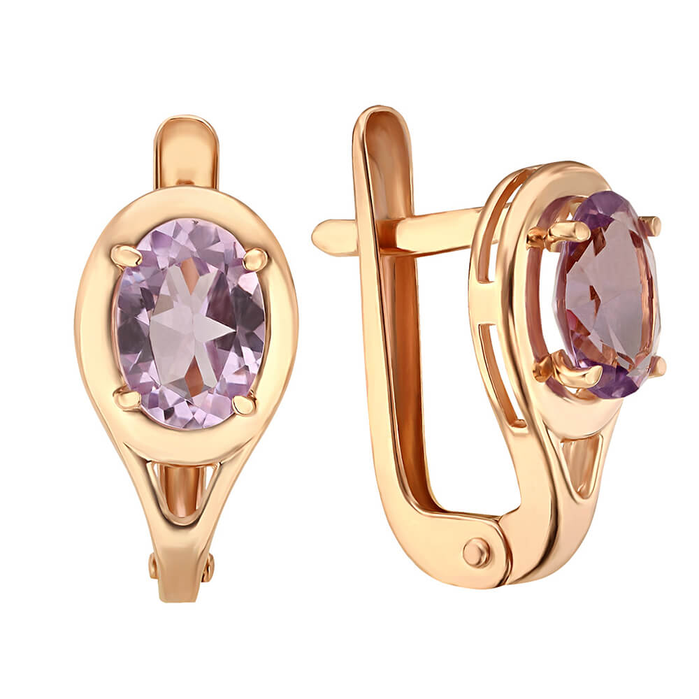 Золотые серьги с аметистом. Артикул: 004563