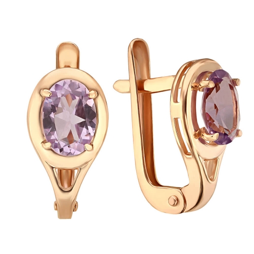 Золоті сережки з аметистом. Артикул: 004563