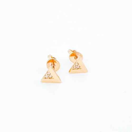 Золотые серьги треугольники с фианитами. Артикул: 006362