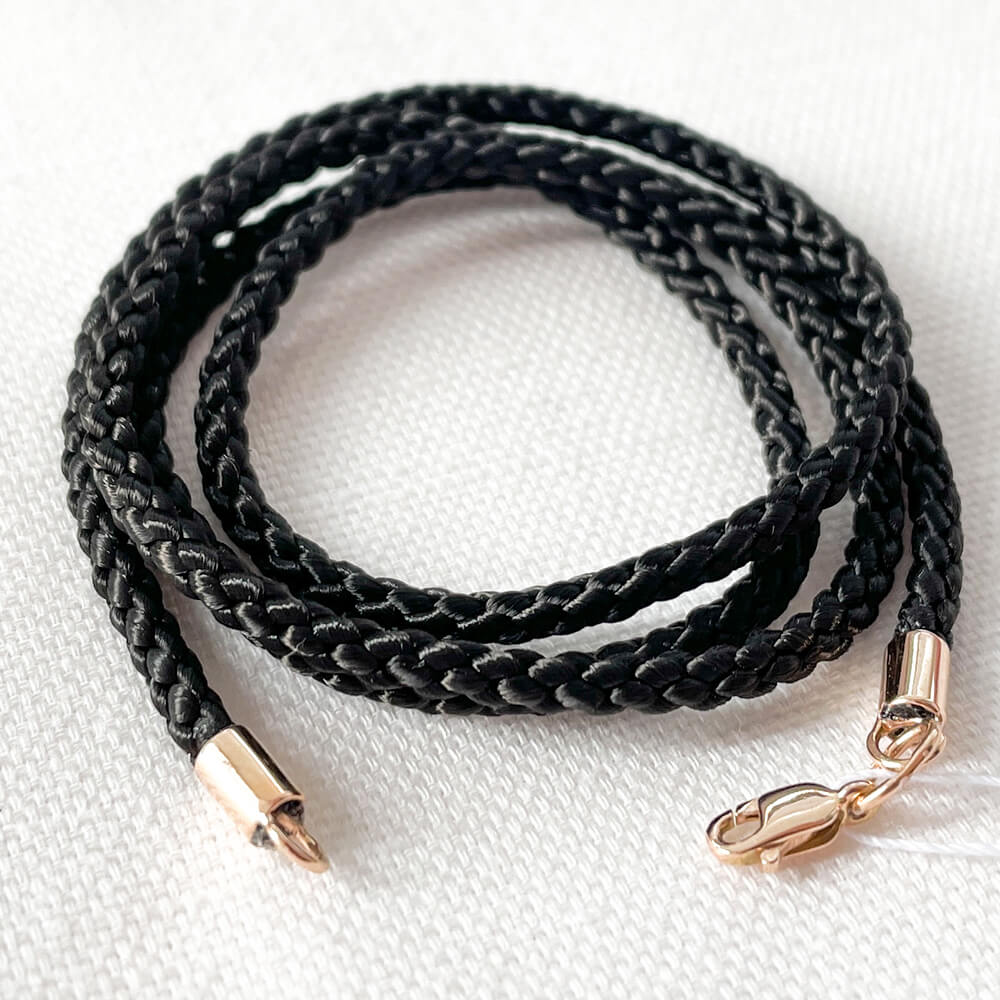 Шовковий шнурок 3мм із золотим замком. Артикул: 11203-10(2)