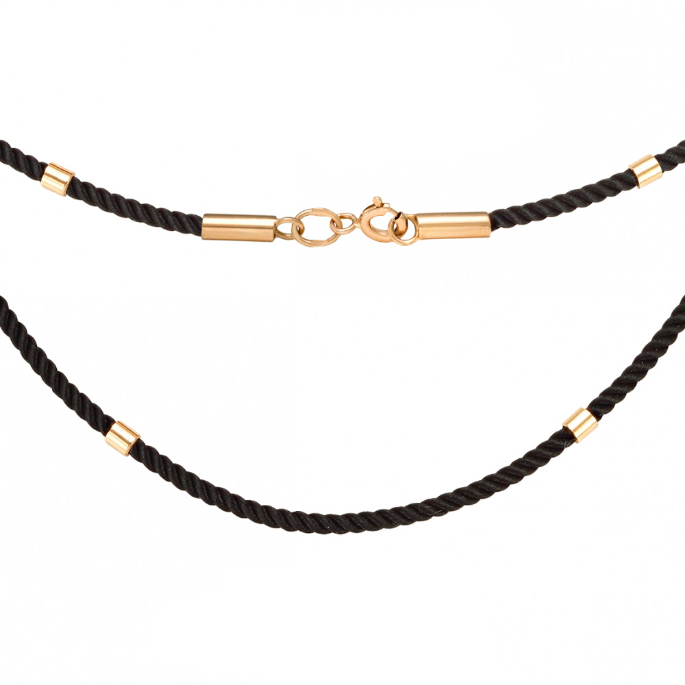 Шелковый шнурок с 10 золотыми вставками. Артикул: 7013